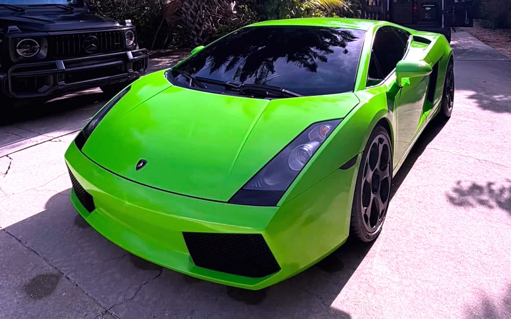 A green Lamborghini Gallardo detailed at a client home by GaliGloss